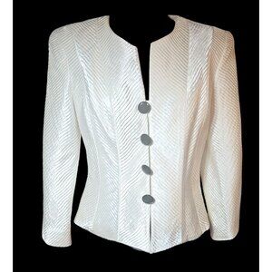 Karen Lawrence By Matthew White Textured Blazer Womens Size 10